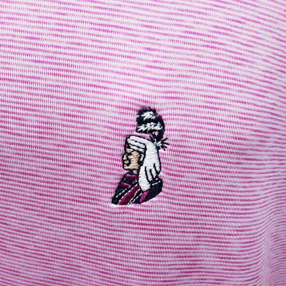 FootJoy Lisle Space Dye Microstripe Polo Shirt Men 2XL XXL Pink Club Logo - Picture 3 of 13